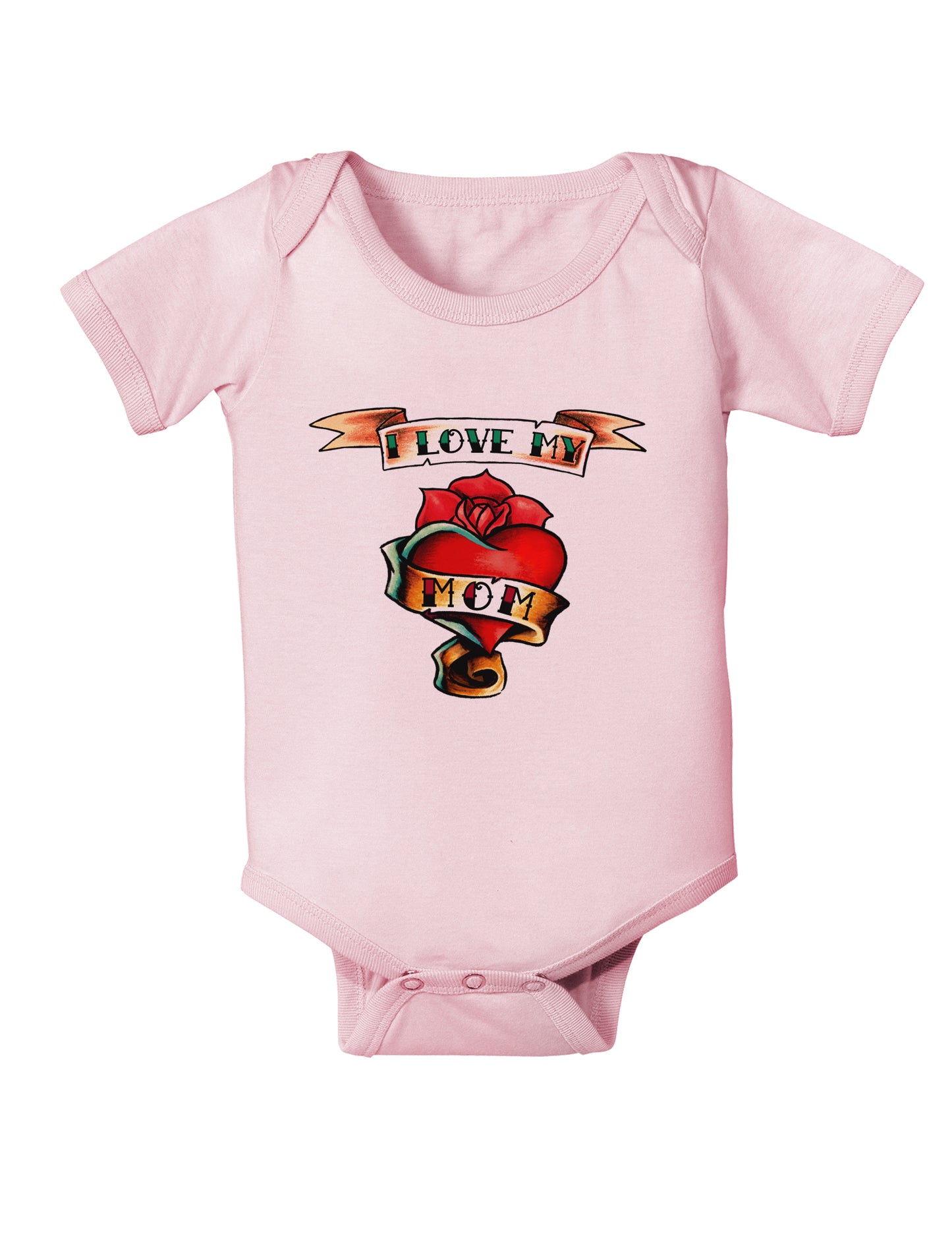 Tattoo Heart I Love My Mom Infant Onesie-TooLoud-Light-Pink-06-Months-Davson Sales