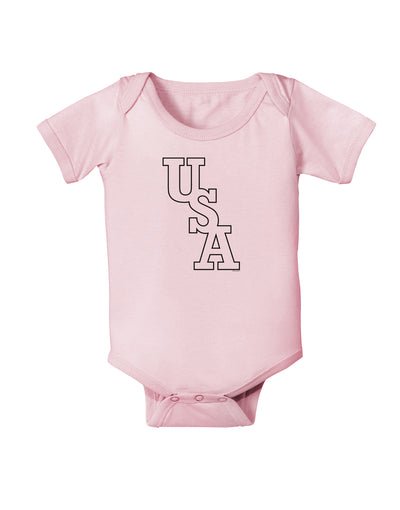 USA Text Baby Bodysuit One Piece-Baby Romper-TooLoud-Light-Pink-06-Months-Davson Sales