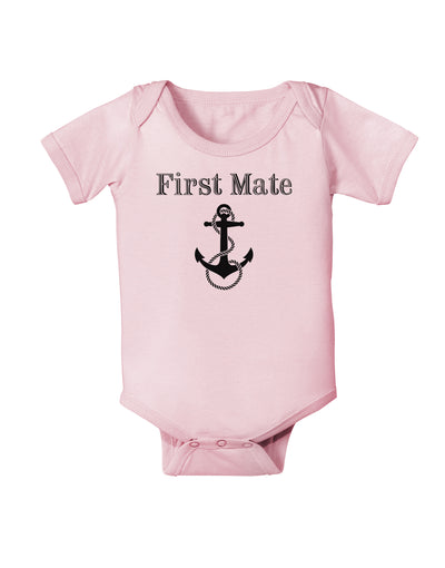 Ship First Mate Nautical Anchor Boating Baby Bodysuit One Piece-Baby Romper-TooLoud-Light-Pink-06-Months-Davson Sales