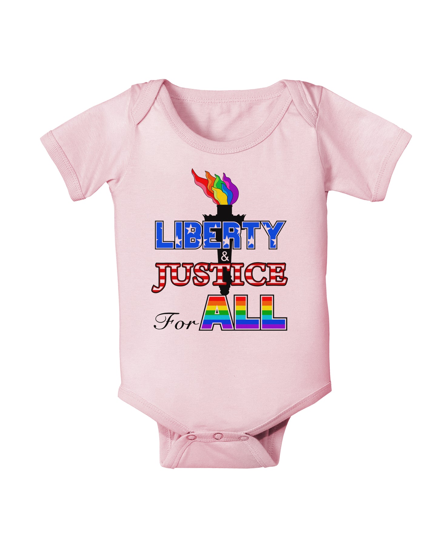 Gay Equality Liberty Justice for All Baby Bodysuit One Piece-Baby Romper-TooLoud-Light-Pink-06-Months-Davson Sales