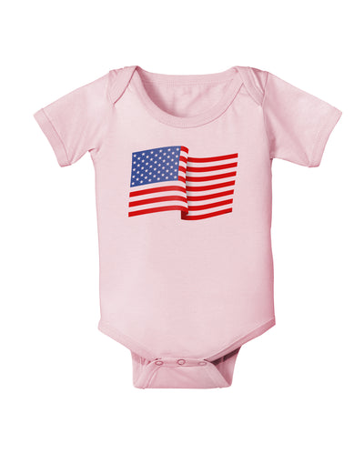 Patriotic Waving USA American Flag Infant Onesie-TooLoud-Light-Pink-06-Months-Davson Sales