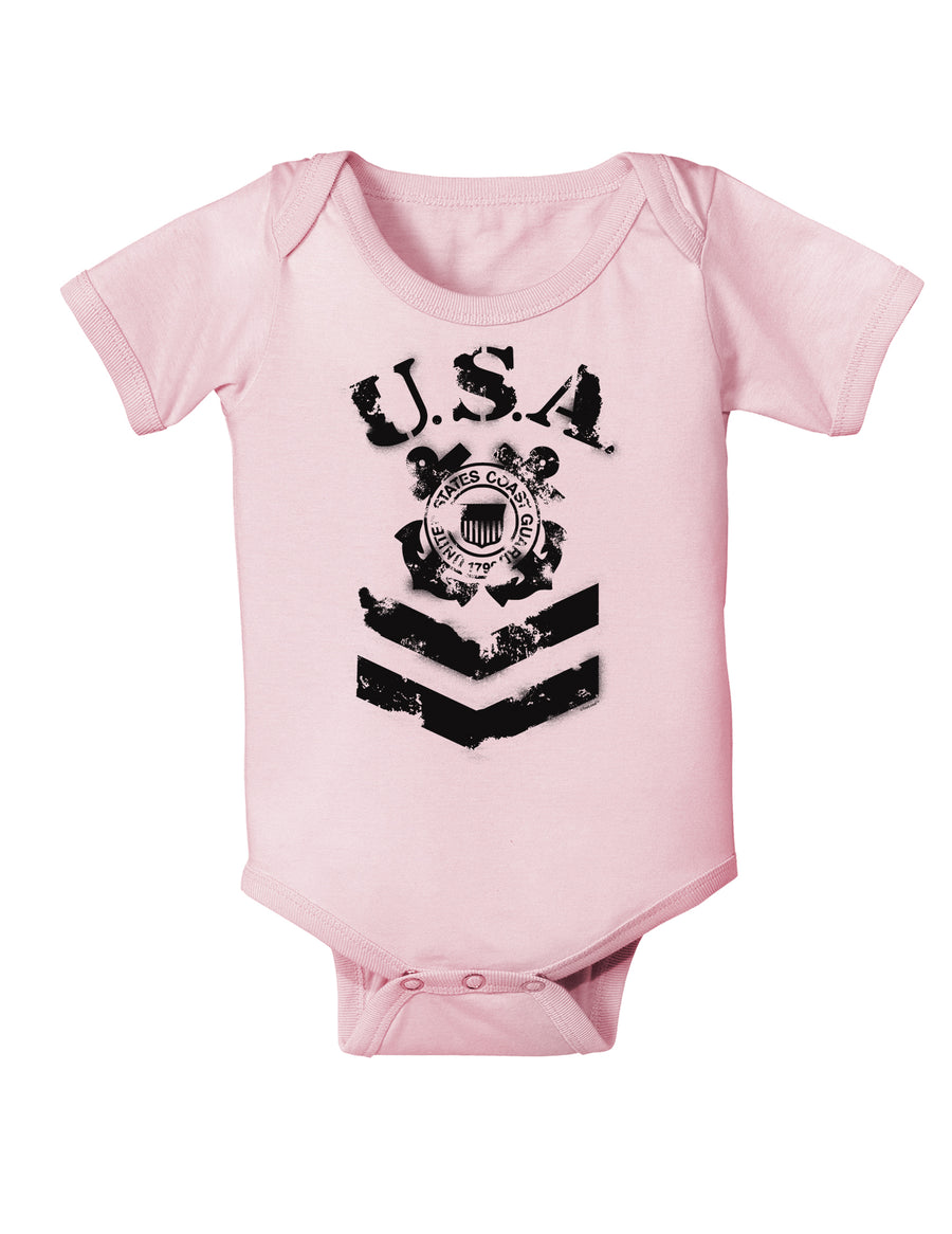 USA Military Coast Guard Stencil Logo Baby Bodysuit One Piece-Baby Romper-TooLoud-White-06-Months-Davson Sales