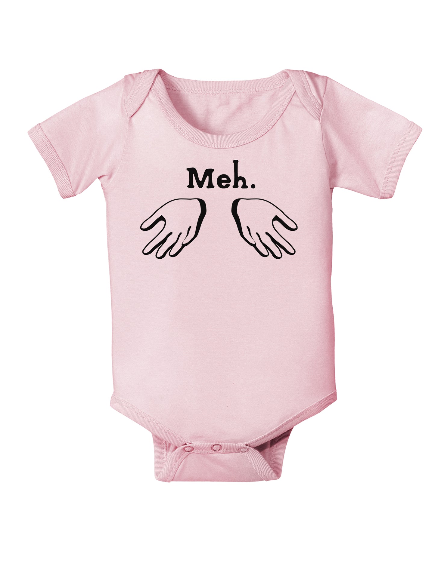 Meh with Hands Baby Bodysuit One Piece-Baby Romper-TooLoud-Light-Pink-06-Months-Davson Sales