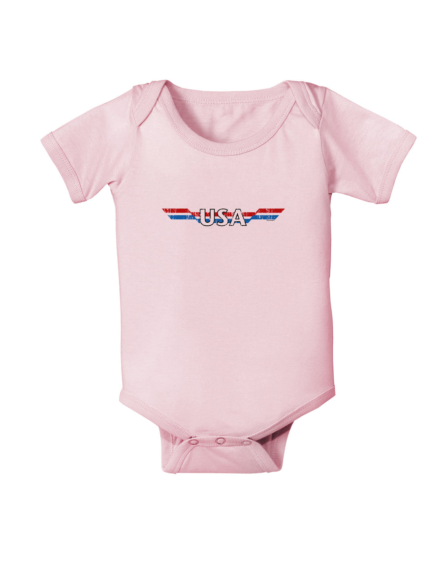 USA Stripes Vintage Baby Bodysuit One Piece-Baby Romper-TooLoud-White-06-Months-Davson Sales