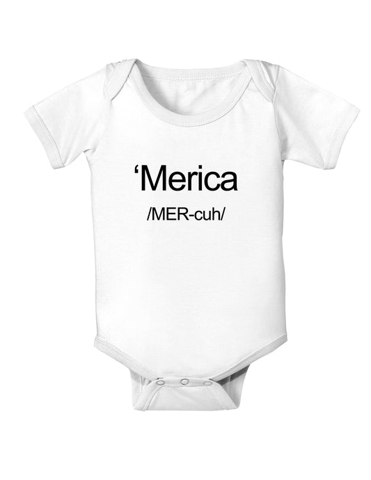 Merica Text Baby Bodysuit One Piece-Baby Romper-TooLoud-White-06-Months-Davson Sales