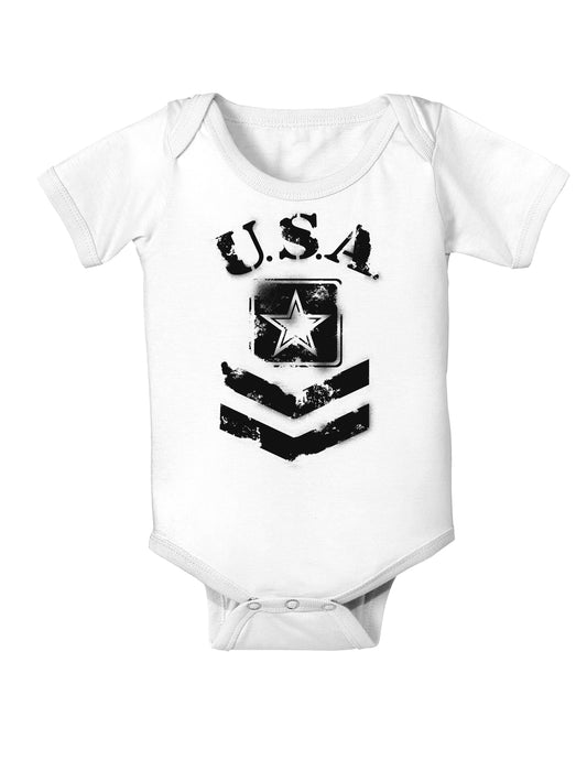 USA Military Army Stencil Logo Baby Bodysuit One Piece-Baby Romper-TooLoud-White-06-Months-Davson Sales