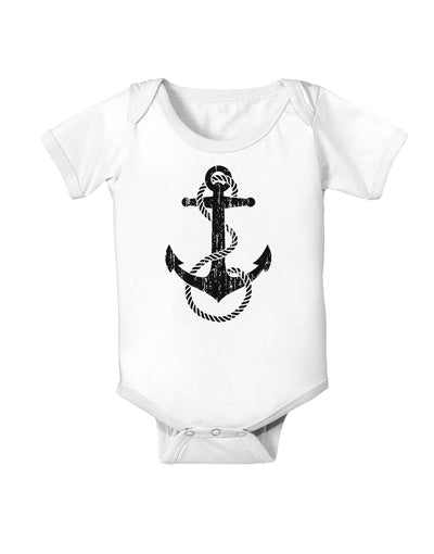 Distressed Nautical Sailor Rope Anchor Infant Onesie-TooLoud-White-06-Months-Davson Sales