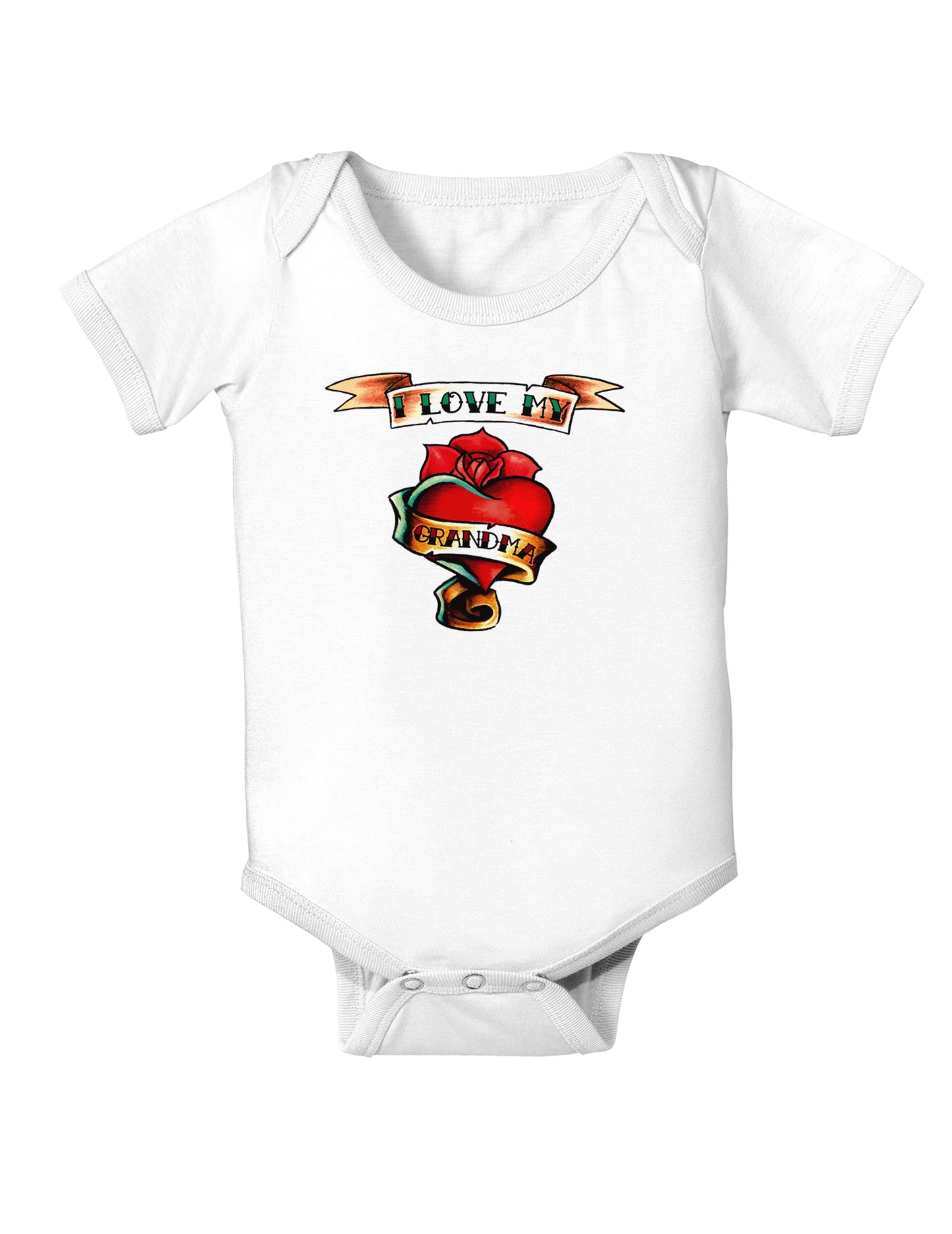 Tattoo Heart I Love My Grandma Infant Onesie-TooLoud-White-06-Months-Davson Sales