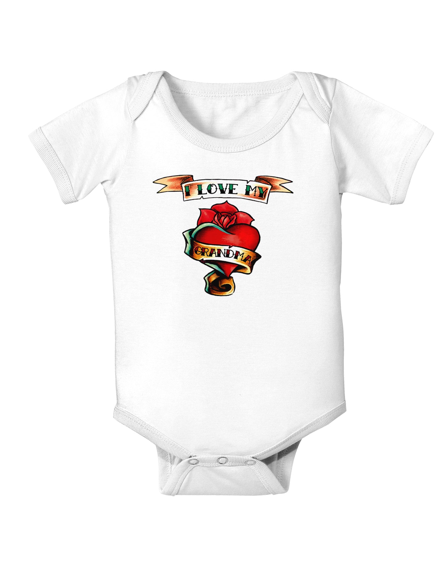 Tattoo Heart I Love My Grandma Infant Onesie-TooLoud-White-06-Months-Davson Sales