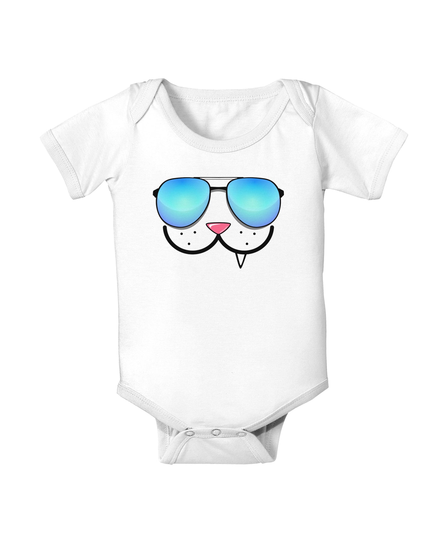 Kyu-T Face - Snaggle Cool Sunglasses Infant Onesie-TooLoud-White-06-Months-Davson Sales