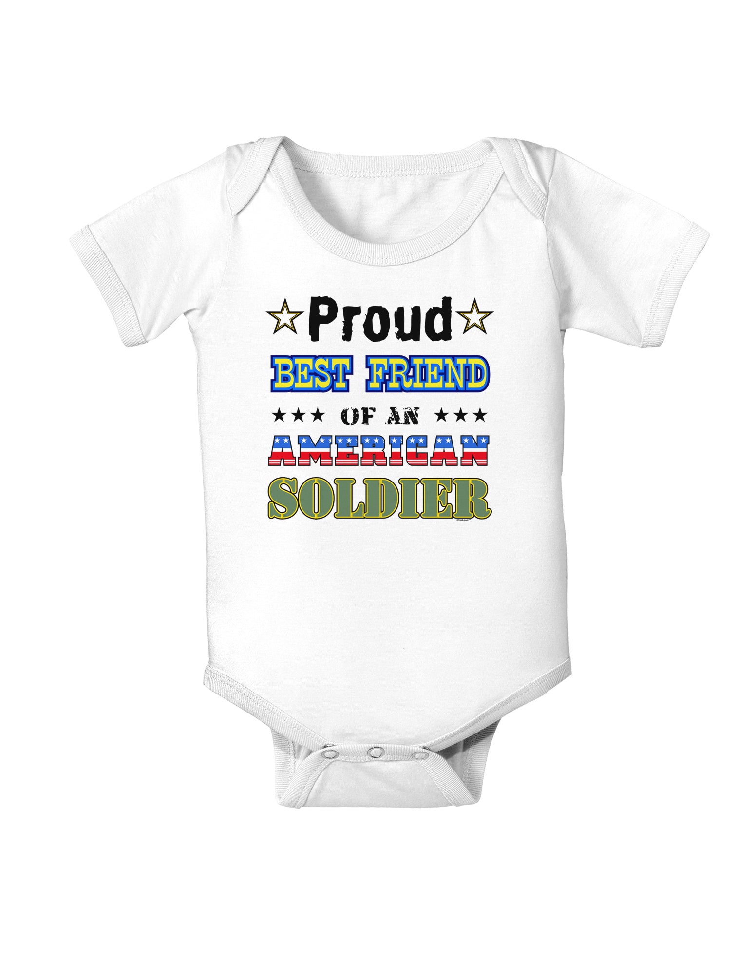 Proud Best Friend of an American Soldier Baby Bodysuit One Piece-Baby Romper-TooLoud-White-06-Months-Davson Sales