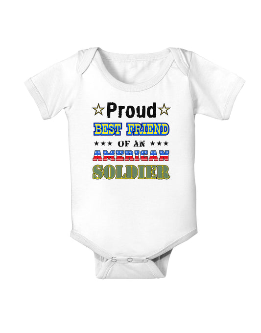 Proud Best Friend of an American Soldier Baby Bodysuit One Piece-Baby Romper-TooLoud-White-06-Months-Davson Sales