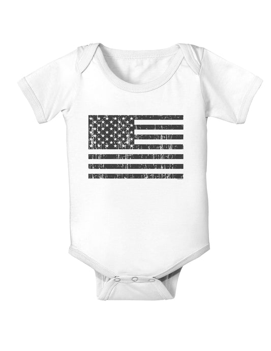 Distressed Black and White American Flag Baby Bodysuit One Piece-Baby Romper-TooLoud-White-06-Months-Davson Sales