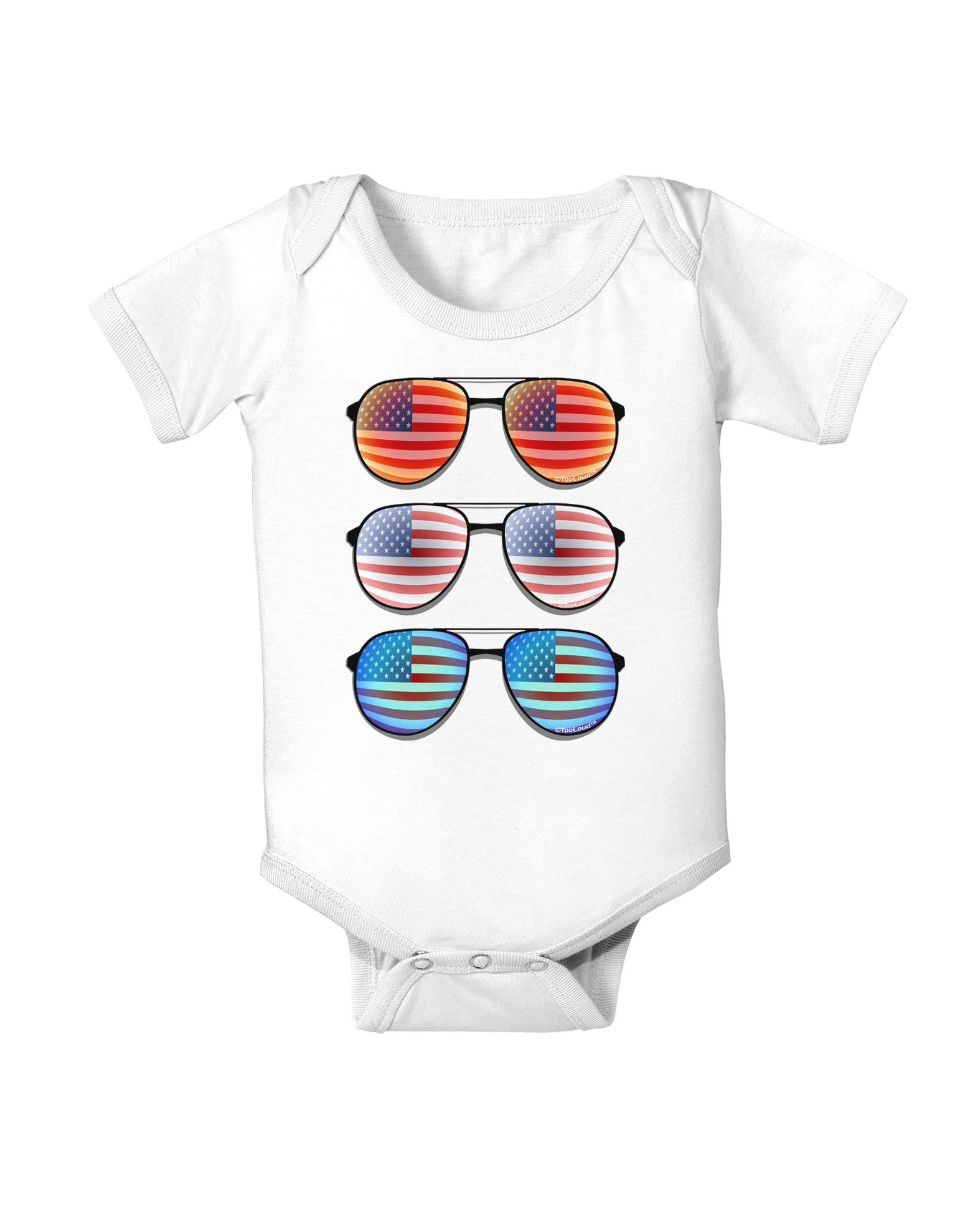 Red White and Blue USA Flag Aviators Baby Bodysuit One Piece-Baby Romper-TooLoud-White-06-Months-Davson Sales