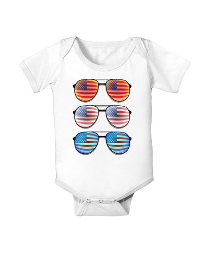 Red White and Blue USA Flag Aviators Baby Bodysuit One Piece-Baby Romper-TooLoud-White-06-Months-Davson Sales