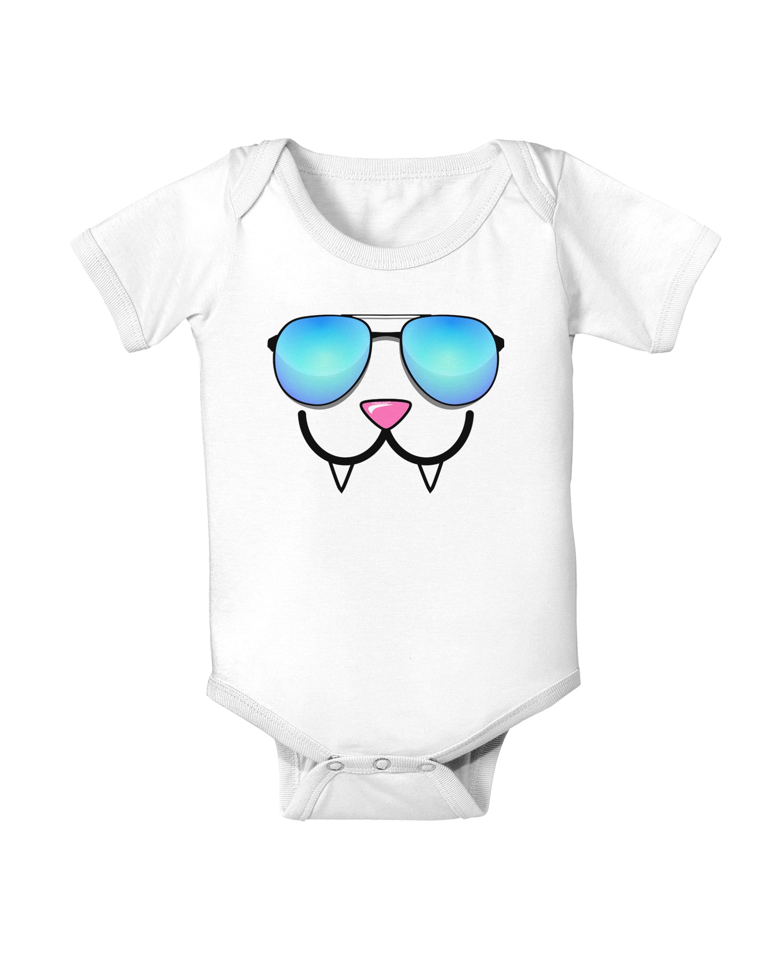 Kyu-T Face - Fangs Cool Sunglasses Infant Onesie-TooLoud-White-06-Months-Davson Sales
