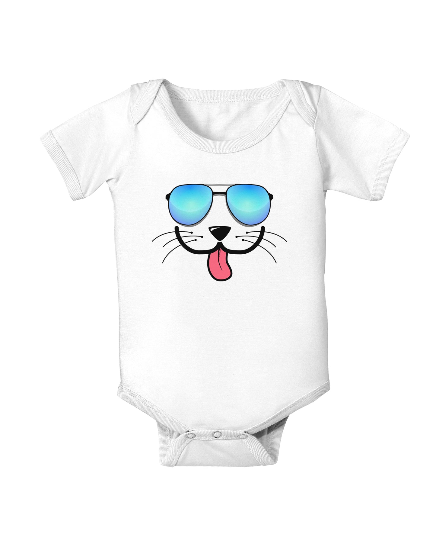 Kyu-T Face - Puppino Cool Sunglasses Infant Onesie-TooLoud-White-06-Months-Davson Sales