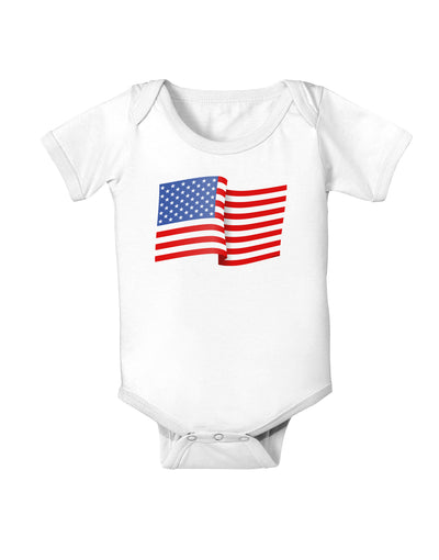 Patriotic Waving USA American Flag Infant Onesie-TooLoud-White-06-Months-Davson Sales