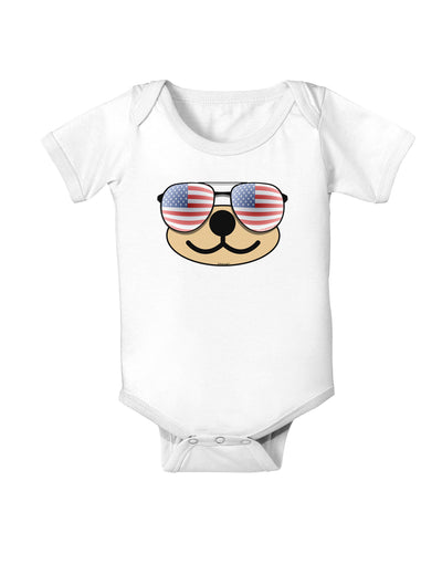 Kyu-T Face - Beartholomew Patriotic Sunglasses Baby Bodysuit One Piece-Baby Romper-TooLoud-White-06-Months-Davson Sales