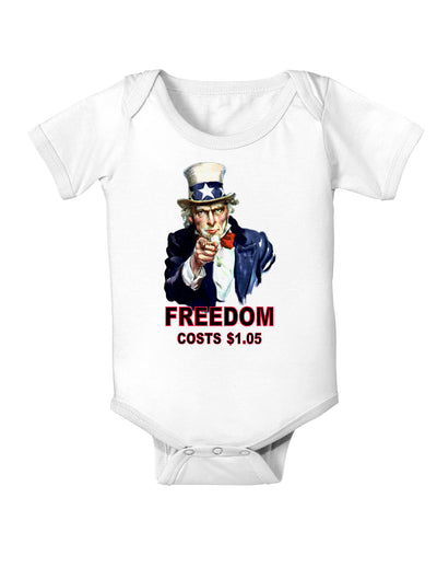 Uncle Sam Freedom Costs a Buck O Five Baby Bodysuit One Piece-Baby Romper-TooLoud-White-06-Months-Davson Sales