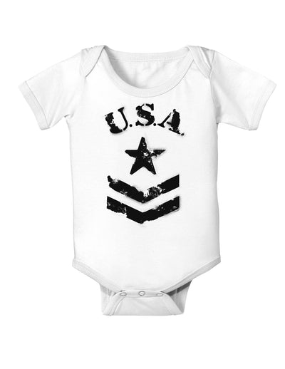 USA Military Star Stencil Logo Baby Bodysuit One Piece-Baby Romper-TooLoud-White-06-Months-Davson Sales