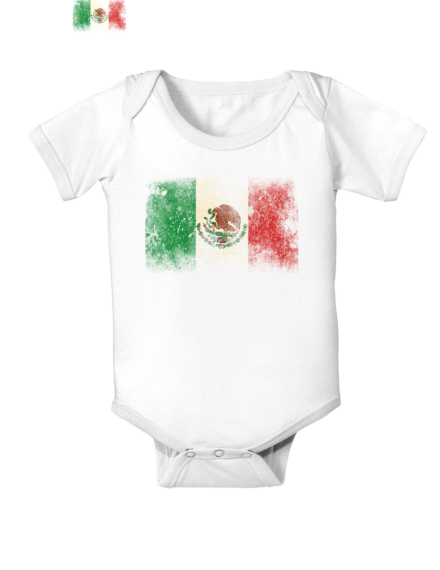 Distressed Mexican Flag Infant Onesie-TooLoud-White-06-Months-Davson Sales