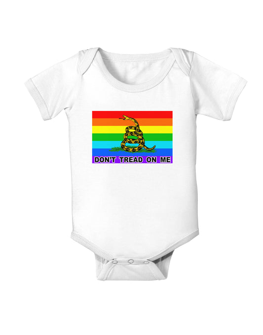 LGBT Rainbow Gadsden Flag Freedom Infant Onesie-TooLoud-White-06-Months-Davson Sales