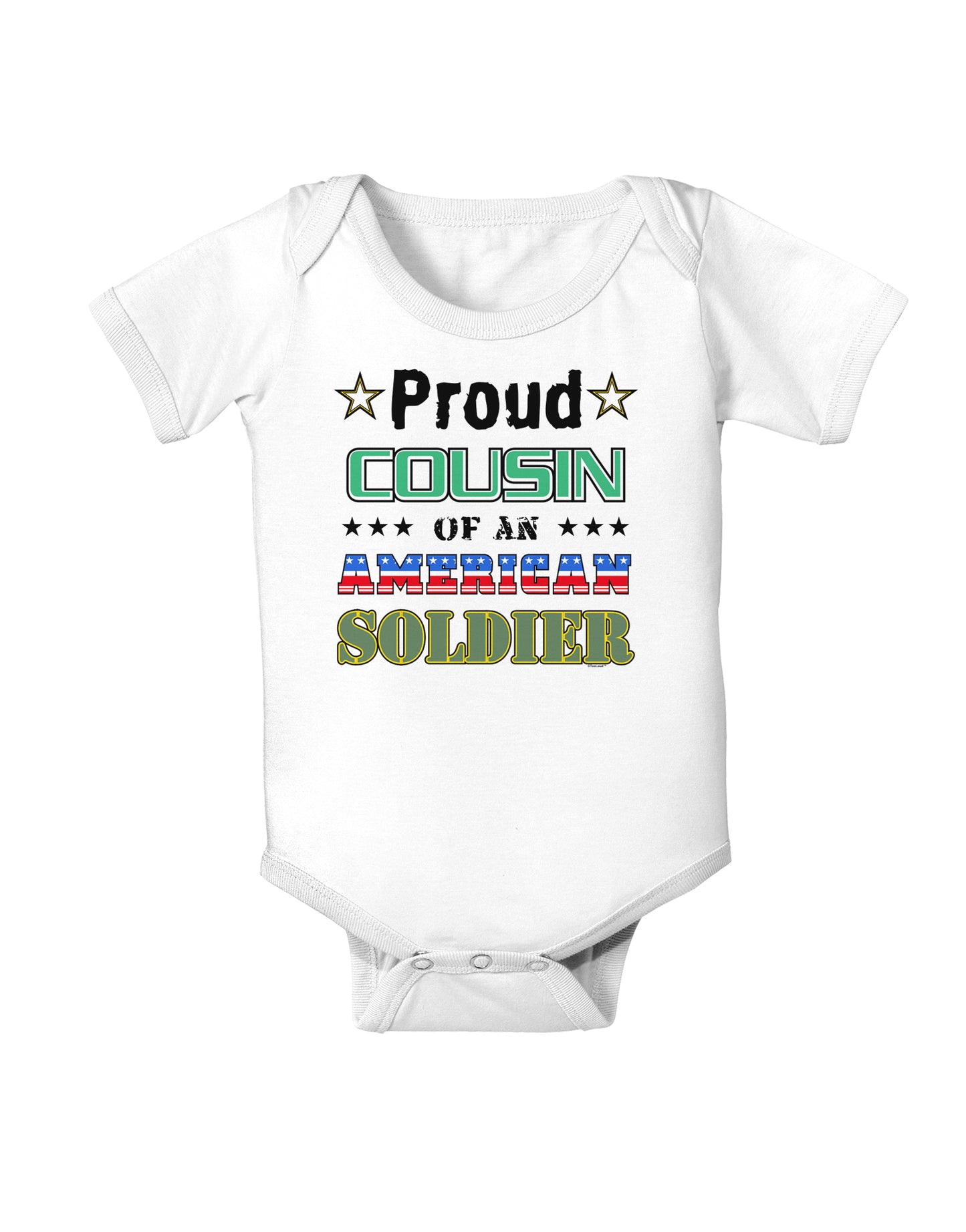 Proud Cousin of an American Soldier Baby Bodysuit One Piece-Baby Romper-TooLoud-White-06-Months-Davson Sales