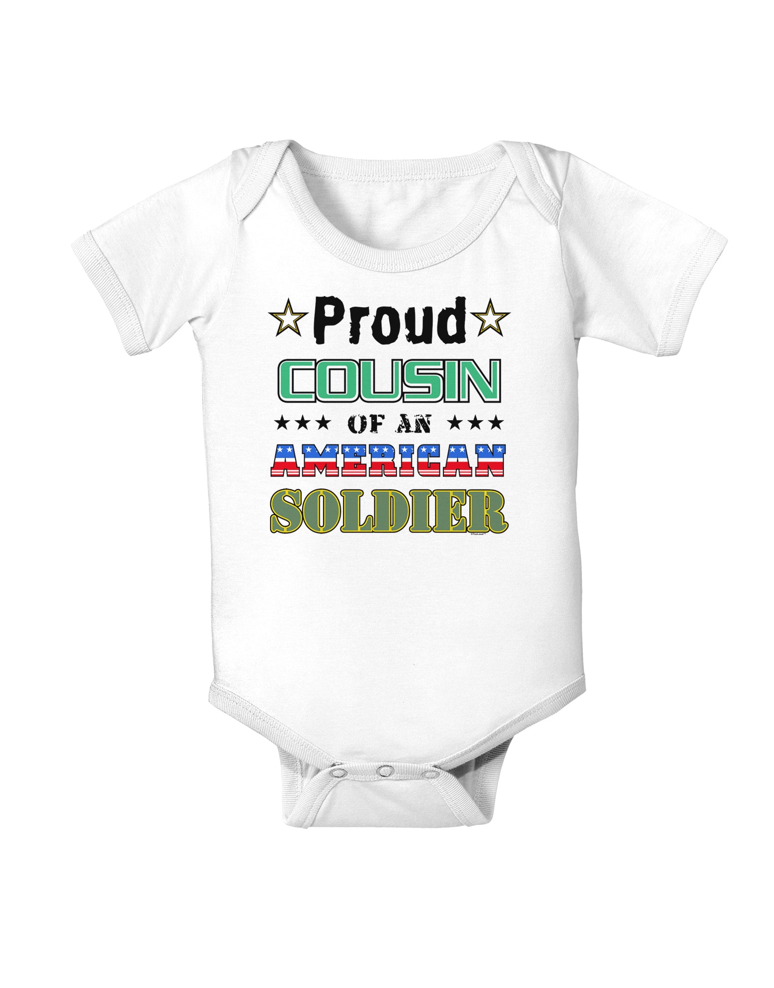 Proud Cousin of an American Soldier Baby Bodysuit One Piece-Baby Romper-TooLoud-White-06-Months-Davson Sales