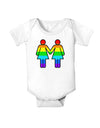 Rainbow Lesbian Women Holding Hands Baby Bodysuit One Piece-Baby Romper-TooLoud-White-06-Months-Davson Sales