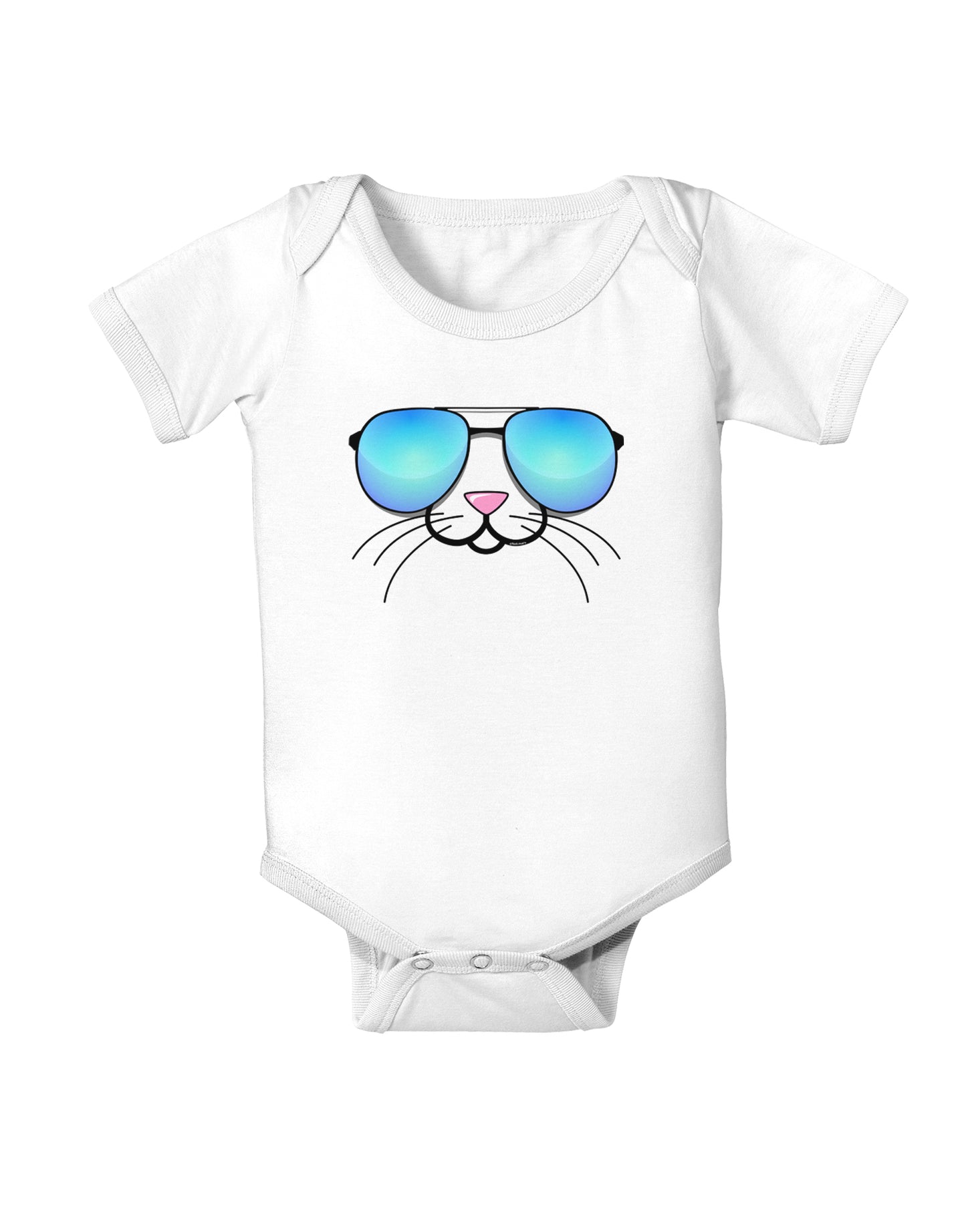Kyu-T Face - Tiny Cool Sunglasses Infant Onesie-TooLoud-White-06-Months-Davson Sales