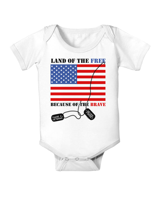 Home of the Free Because of the Brave Baby Bodysuit One Piece-Baby Romper-TooLoud-White-06-Months-Davson Sales
