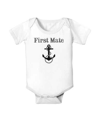 Ship First Mate Nautical Anchor Boating Baby Bodysuit One Piece-Baby Romper-TooLoud-White-06-Months-Davson Sales