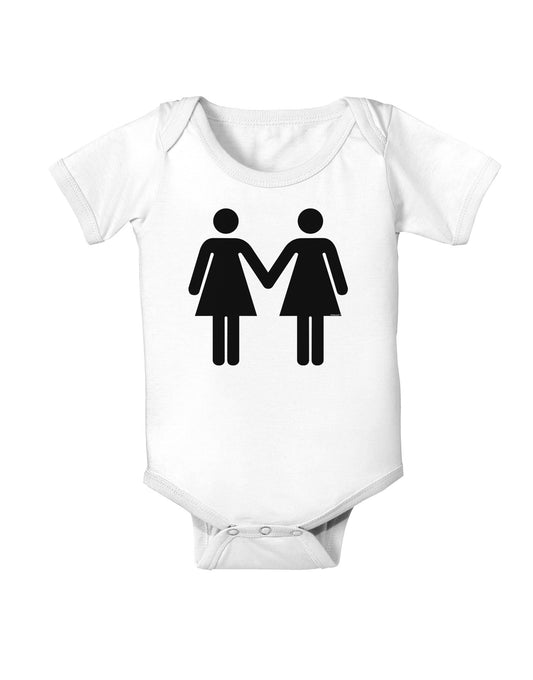 Lesbian Women Holding Hands LGBT Baby Bodysuit One Piece-Baby Romper-TooLoud-White-06-Months-Davson Sales