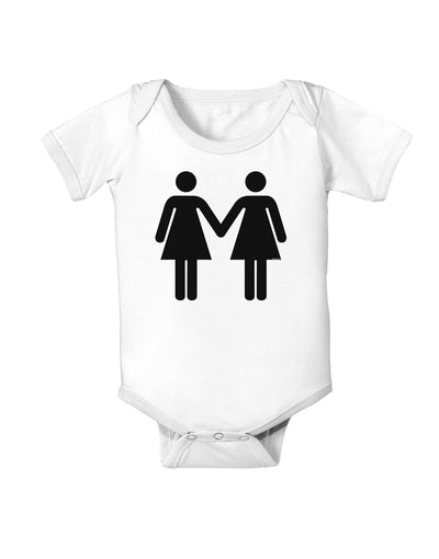 Lesbian Women Holding Hands LGBT Baby Bodysuit One Piece-Baby Romper-TooLoud-White-06-Months-Davson Sales