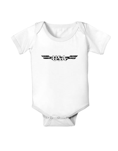 USA Stripes Monochrome Vintage Baby Bodysuit One Piece-Baby Romper-TooLoud-White-06-Months-Davson Sales