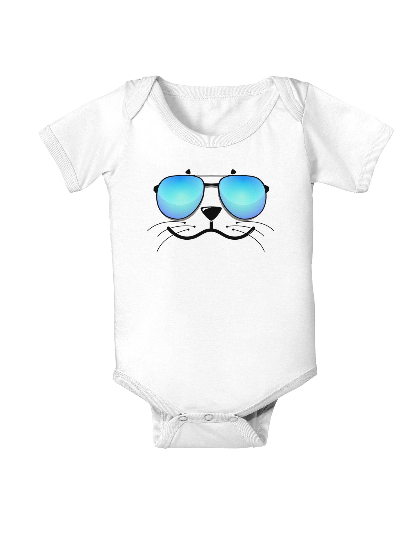 Kyu-T Face - Sealie Cool Sunglasses Infant Onesie-TooLoud-White-06-Months-Davson Sales