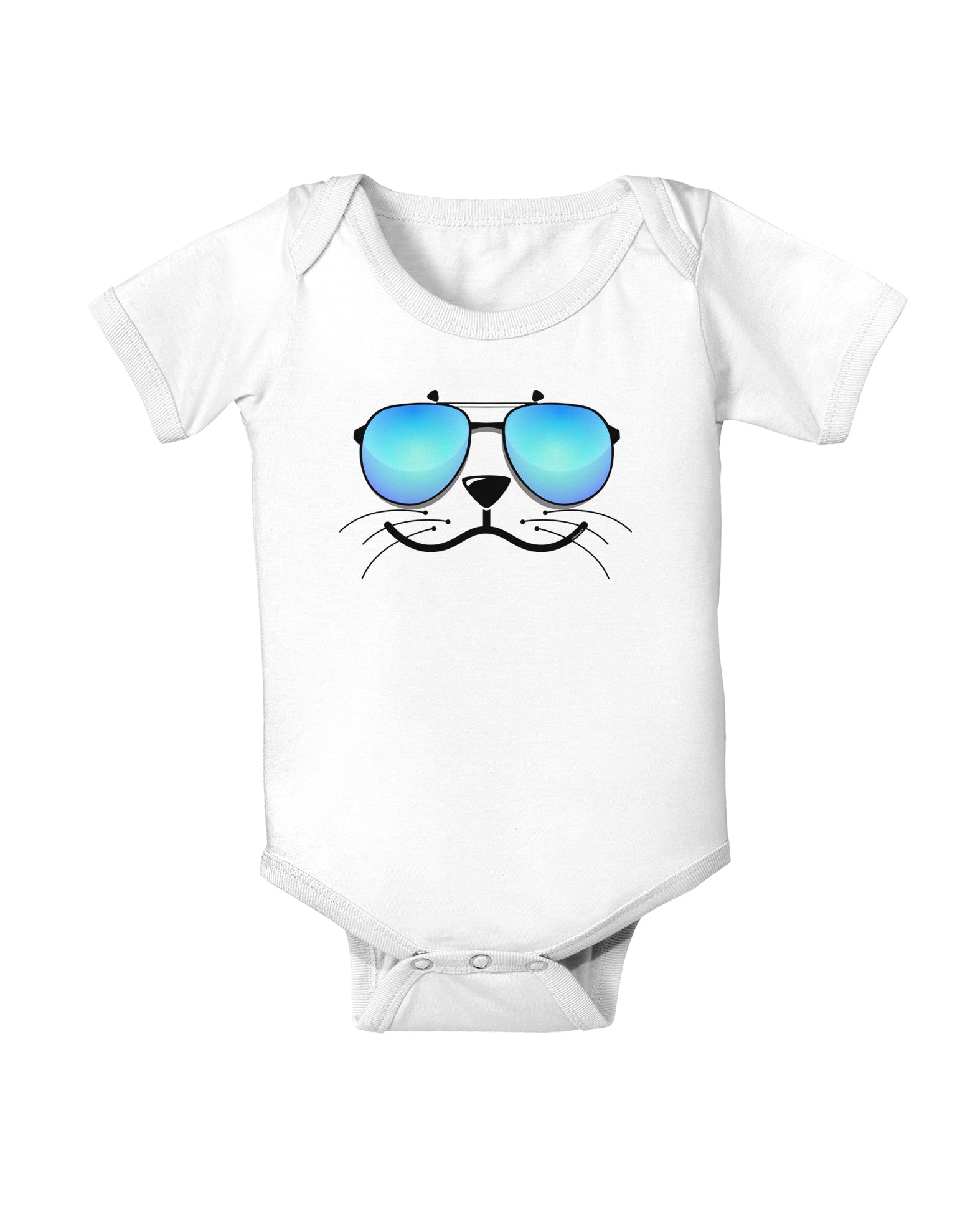 Kyu-T Face - Sealie Cool Sunglasses Infant Onesie-TooLoud-White-06-Months-Davson Sales