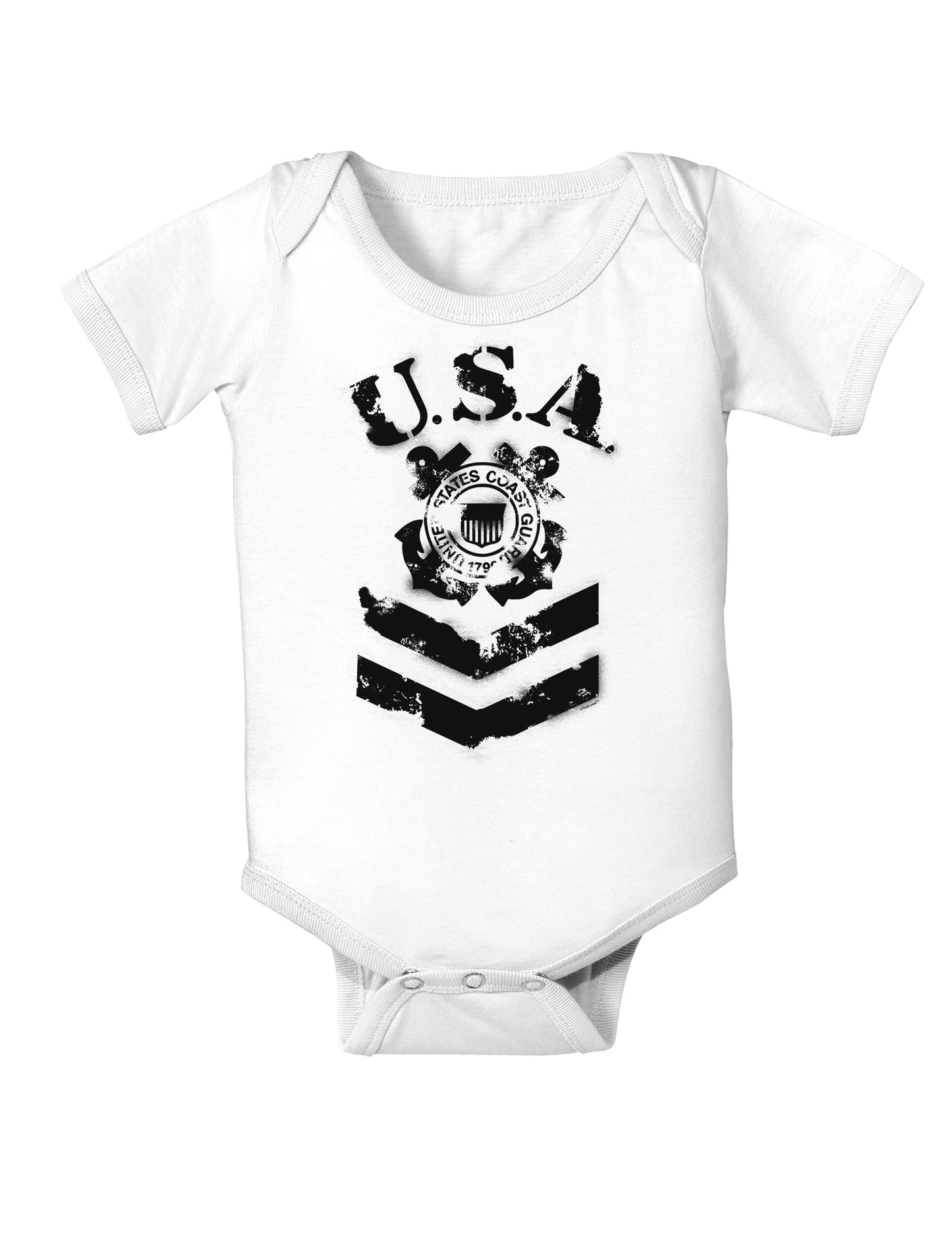 USA Military Coast Guard Stencil Logo Baby Bodysuit One Piece-Baby Romper-TooLoud-White-06-Months-Davson Sales
