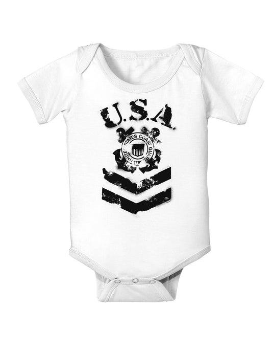 USA Military Coast Guard Stencil Logo Baby Bodysuit One Piece-Baby Romper-TooLoud-White-06-Months-Davson Sales