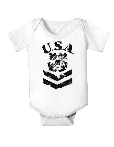 USA Military Coast Guard Stencil Logo Baby Bodysuit One Piece-Baby Romper-TooLoud-White-06-Months-Davson Sales