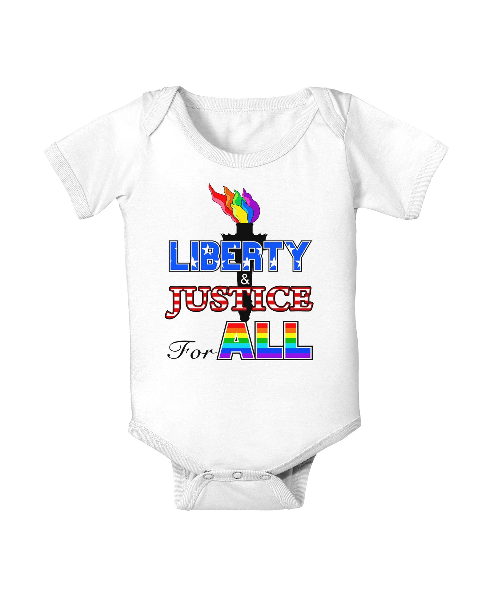 Gay Equality Liberty Justice for All Baby Bodysuit One Piece-Baby Romper-TooLoud-White-06-Months-Davson Sales