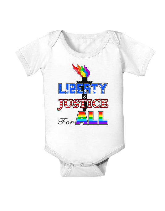 Gay Equality Liberty Justice for All Baby Bodysuit One Piece-Baby Romper-TooLoud-White-06-Months-Davson Sales