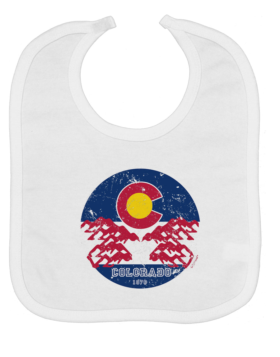 Grunge Colorado Rocky Mountain Bighorn Sheep Flag Baby Bib-Baby Bib-TooLoud-White-One-Size-Baby-Davson Sales