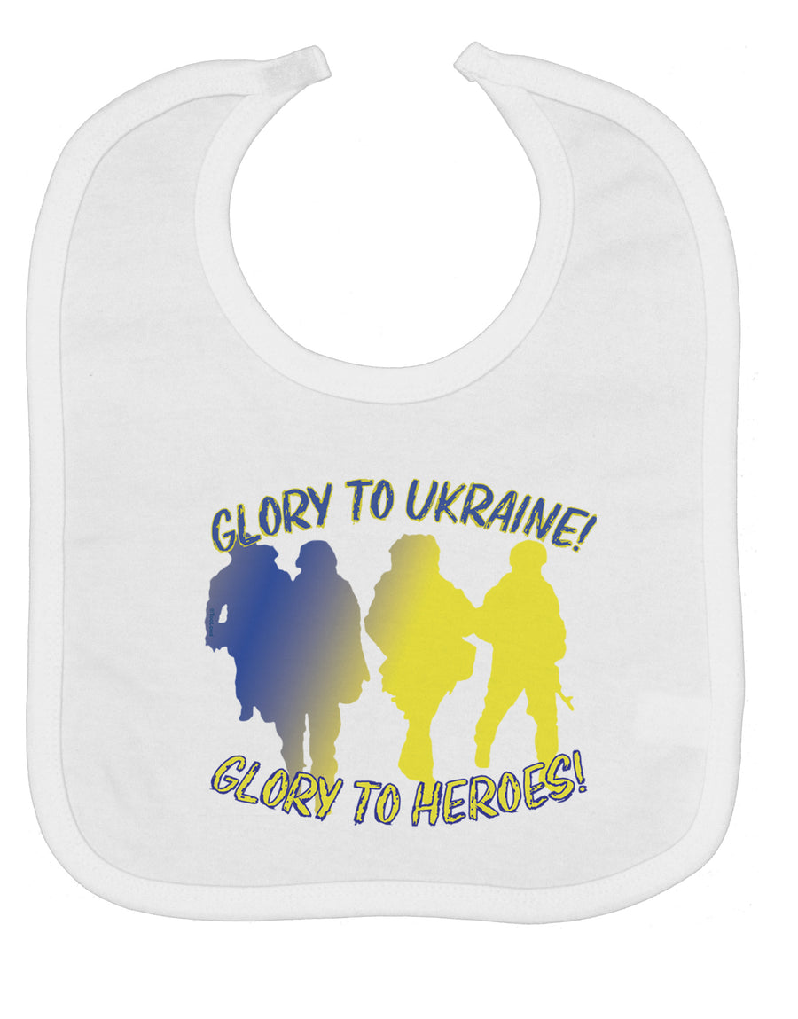 Glory to Ukraine Glory to Heroes Baby Bib White Tooloud
