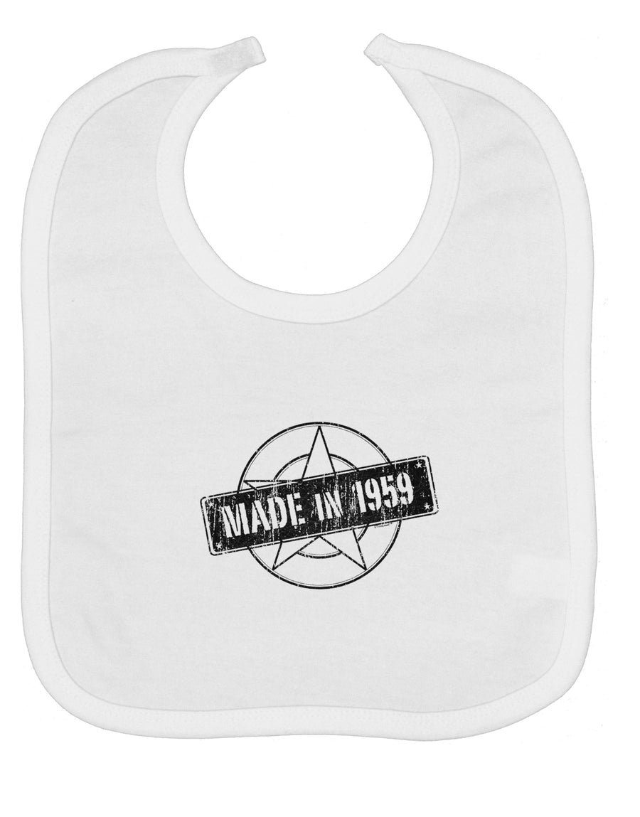 TooLoud 60th Birthday Gift Made in 1959 Baby Bib-Baby Bib-TooLoud-White-One-Size-Baby-Davson Sales