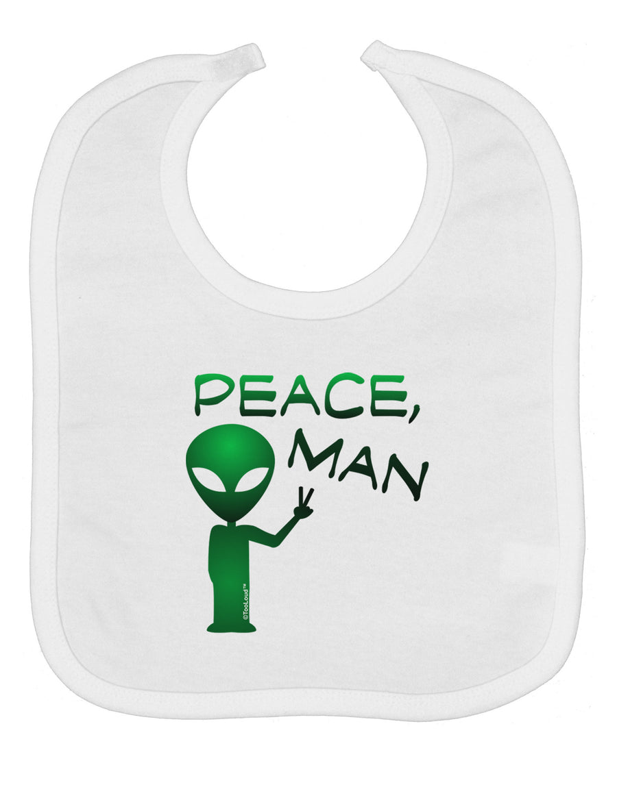 Peace Man Alien Baby Bib-Baby Bib-TooLoud-White-One-Size-Baby-Davson Sales