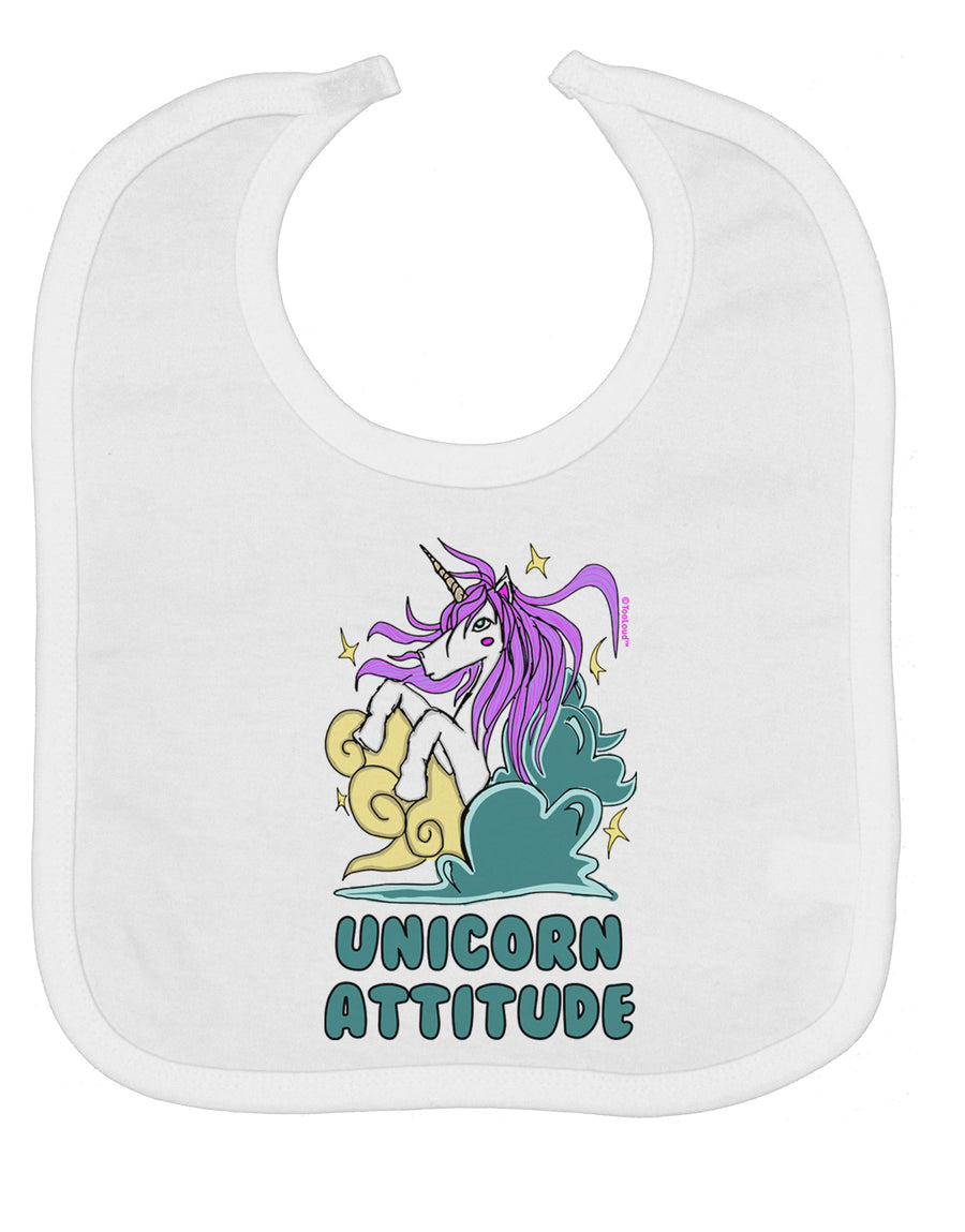 Unicorn Attitude Baby Bib-Baby Bib-TooLoud-White-One-Size-Baby-Davson Sales