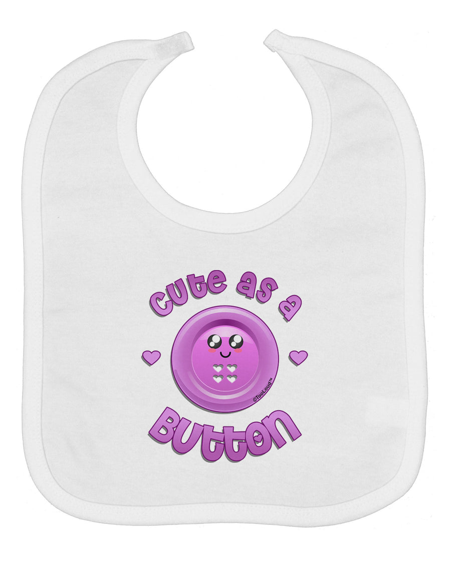 Cute As A Button Smiley Face Baby Bib-Baby Bib-TooLoud-White-One-Size-Baby-Davson Sales