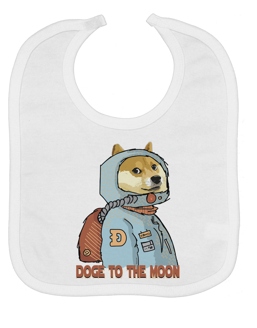Doge to the Moon Baby Bib White Tooloud